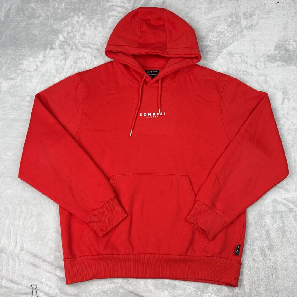 Sonneti London Red Logo Hoodie Men's Large Pullover Streetwear Comfort Fleece